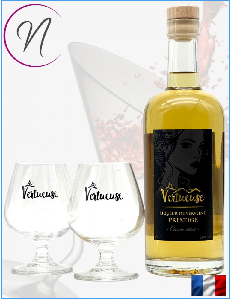 Liqueur de Verveine Prestige | La Vertueuse | Coffret 2 verres | %shop-name%