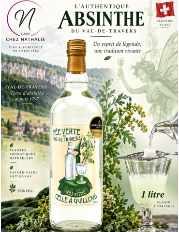 Absinthe Celle à Guilloud - Fée Verte | Absintherie Guilloud | 54°- 1 litre
