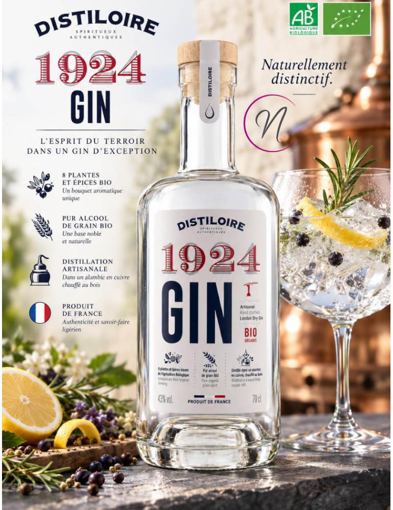 Gin 1924 Bio London Dry | Distiloire | caractéristiques - %shop-name%