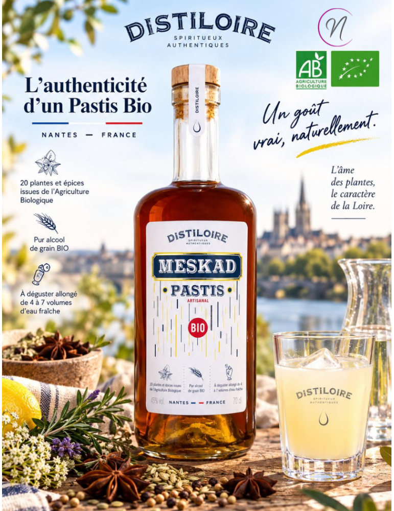 Pastis Meskad Bio | Distiloire | authenticité d'un pastis bio - %shop-name%