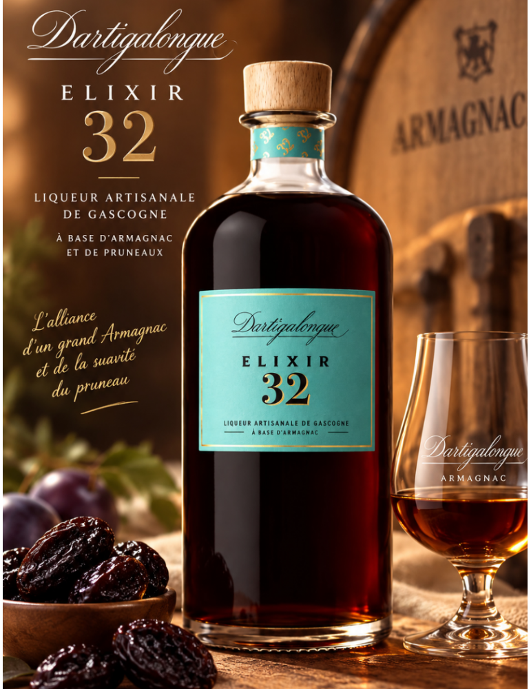 Elixir 32 DArtigalongue - Liqueur d'Armagnac & Pruneaux | %shop-name%