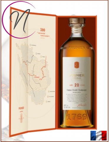 Cognac 20 ans d'âge Grande Champagne | Cognac Prunier - coffret ouvert - %shop-name%