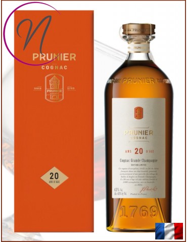 Cognac 20 ans d'âge Grande Champagne | Cognac Prunier avec coffret - %shop-name%