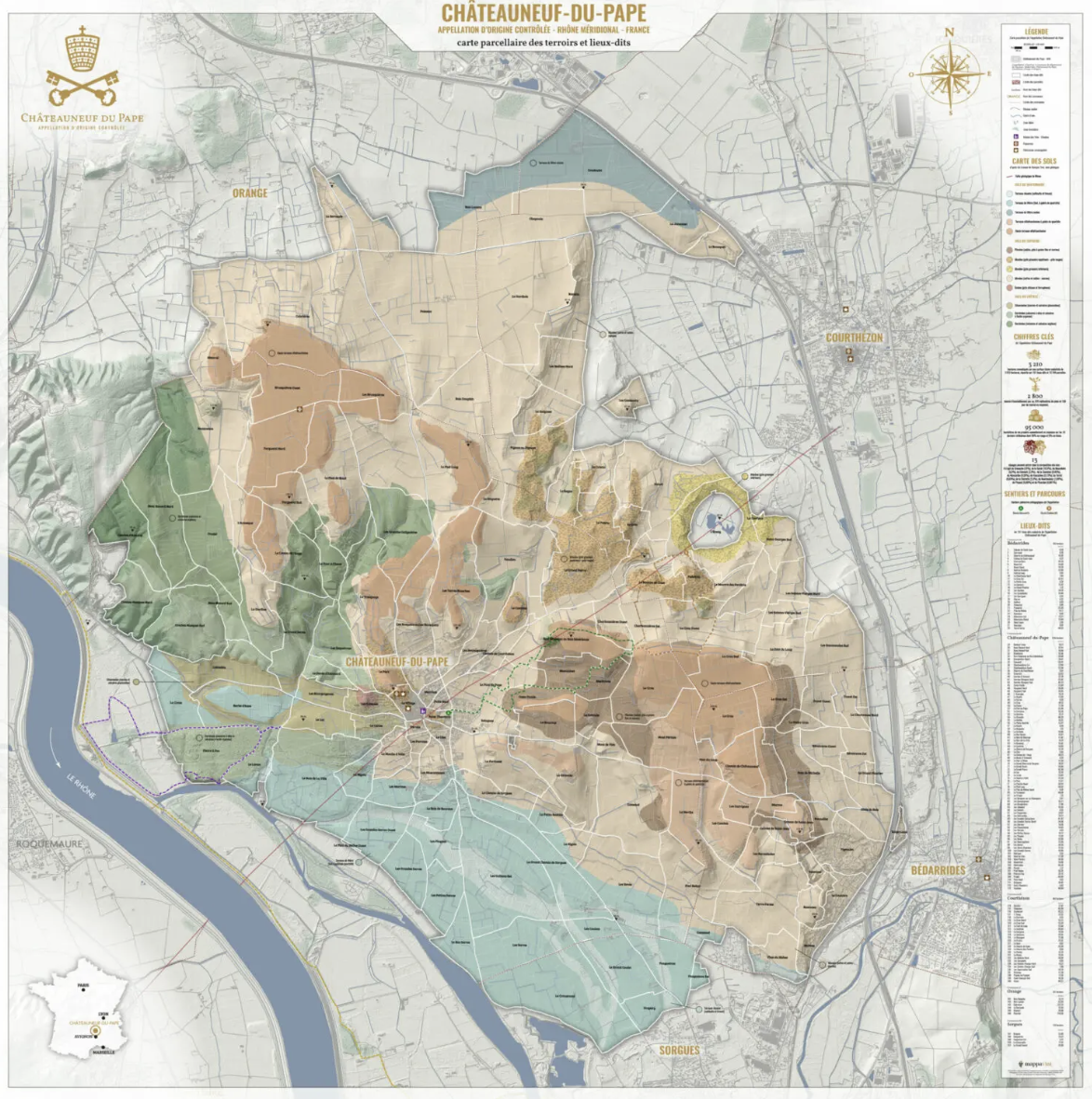 Carte de l'Appellation Chârteauneuf du pape