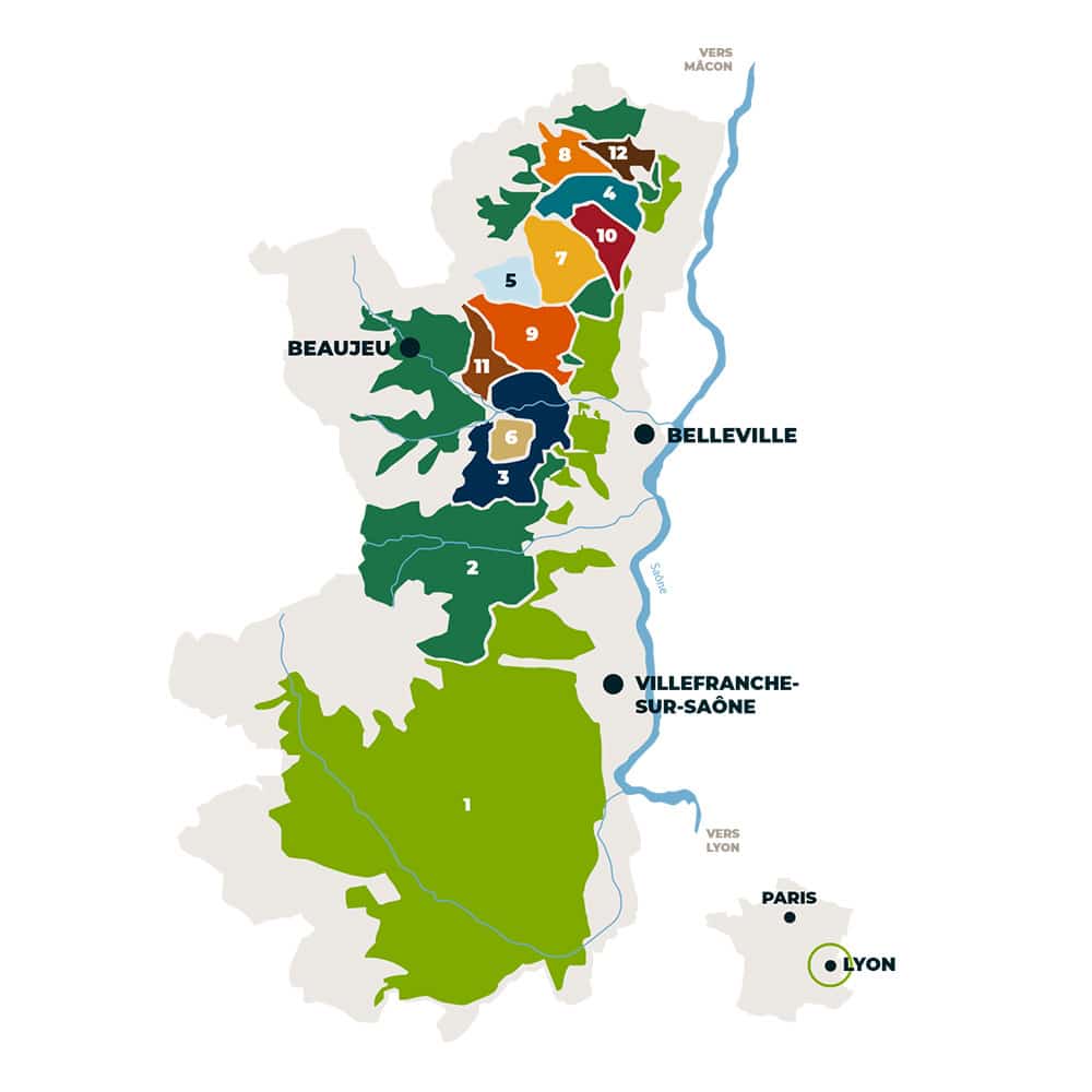 Carte Vignoble du Beaujolais | Cave chez Nathalie