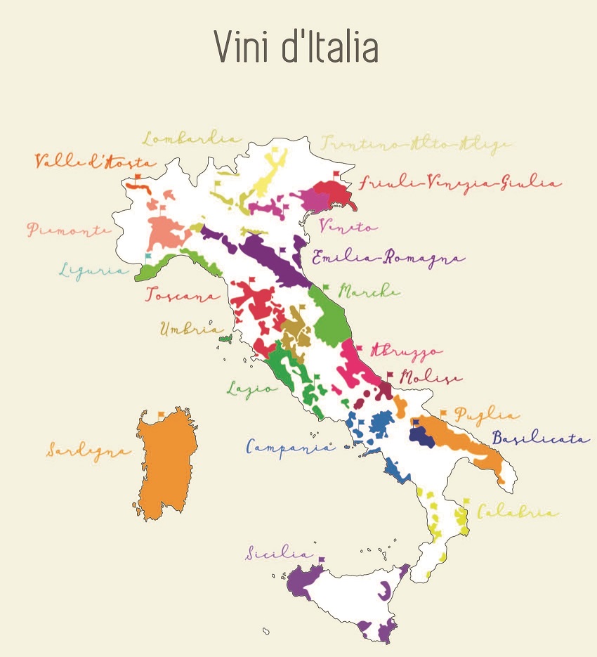 Carte du Vignoble Italie | Cave chez Nathalie