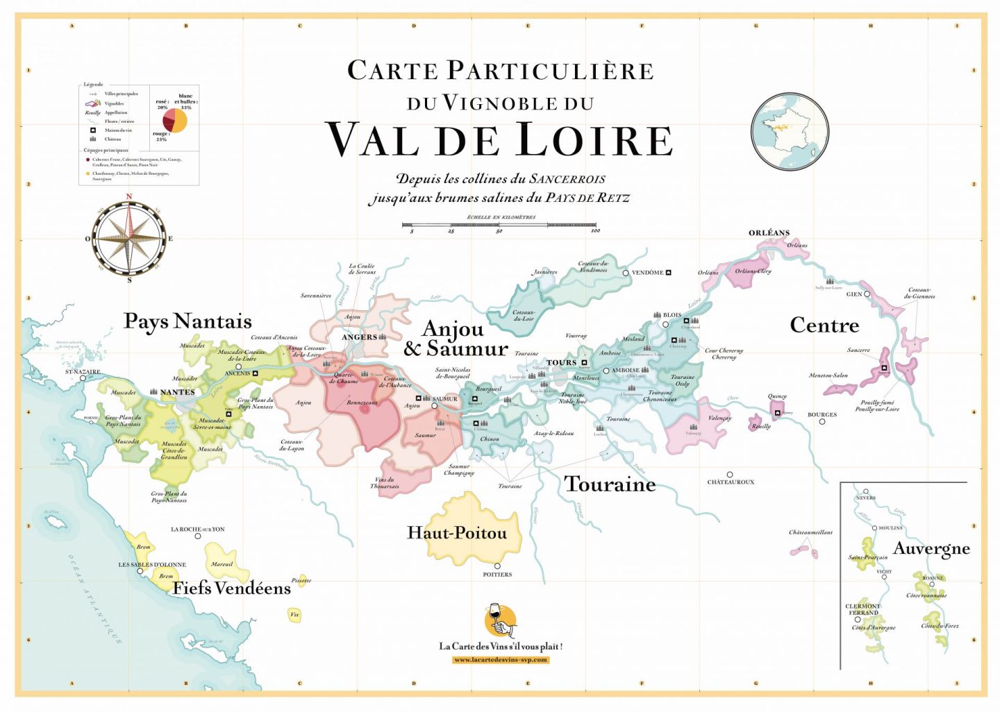 Carte vignoble vin rouge Val de Loire | Cave chez Nathalie