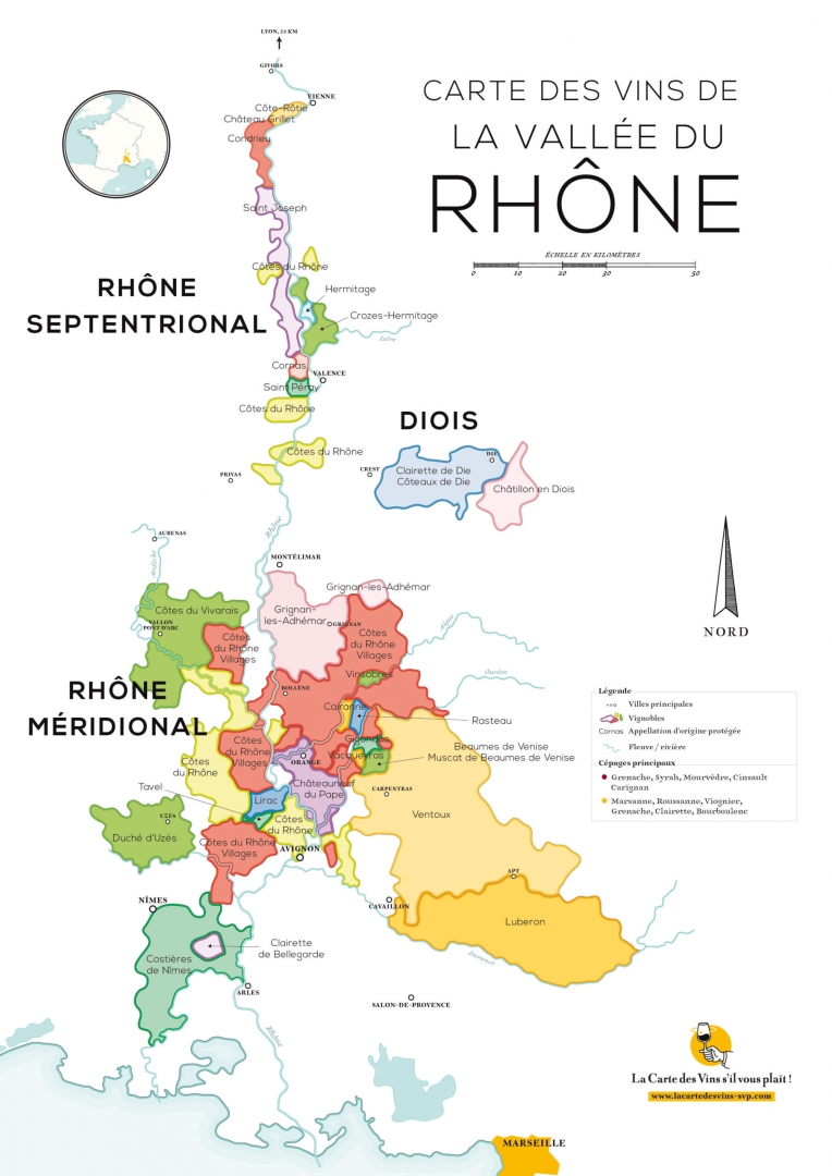 Carte Vignoble Vallée du Rhône | Cave chez Nathalie
