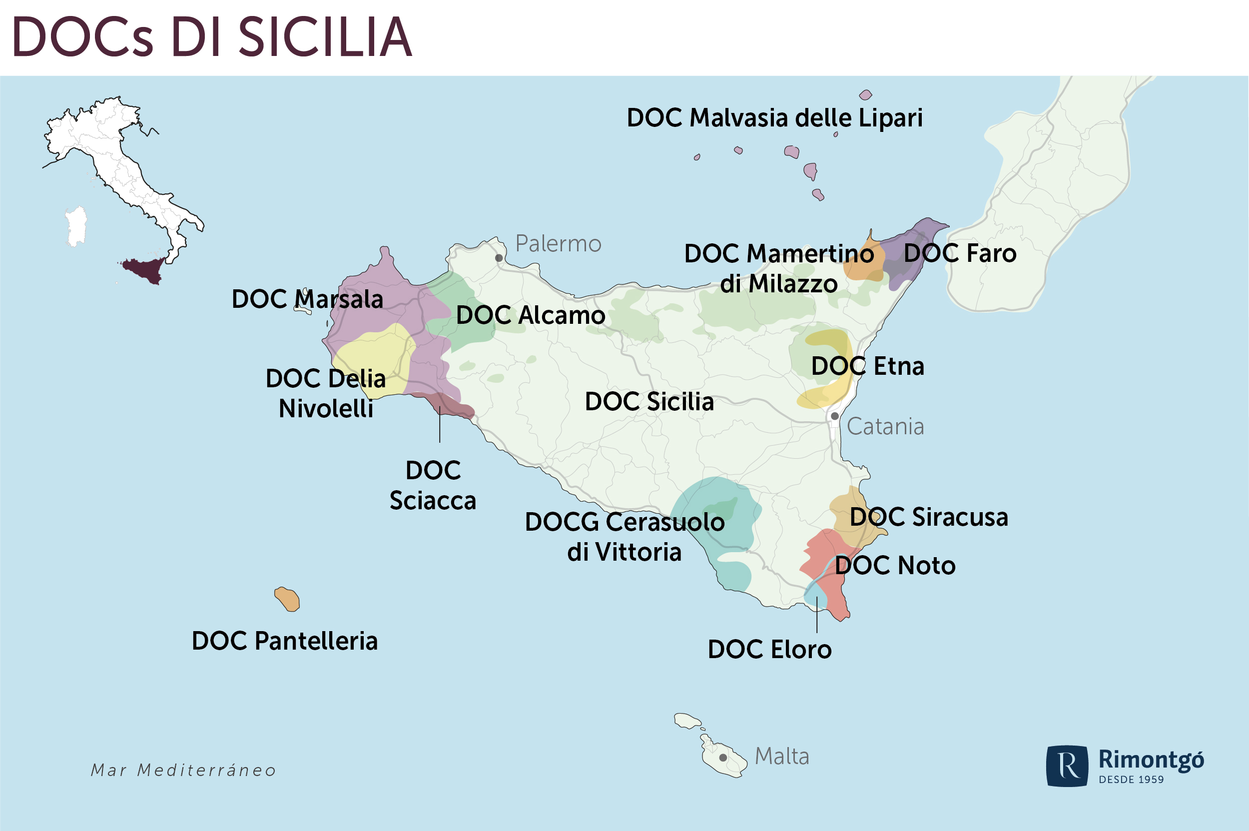 Carte Vignoble de Sicile | Cave chez Nathalie