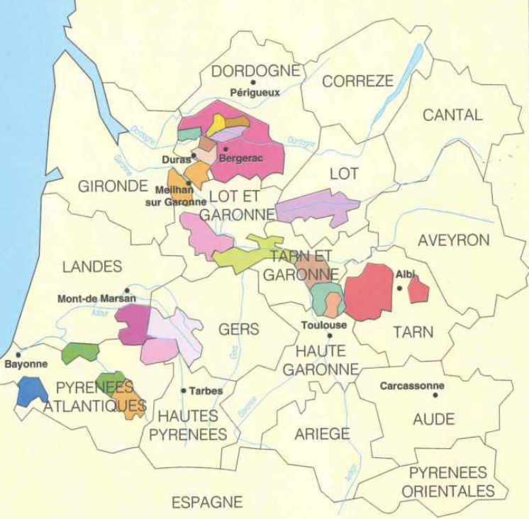 Carte Vignoble Sud-Ouest France | Cave chez Nathalie