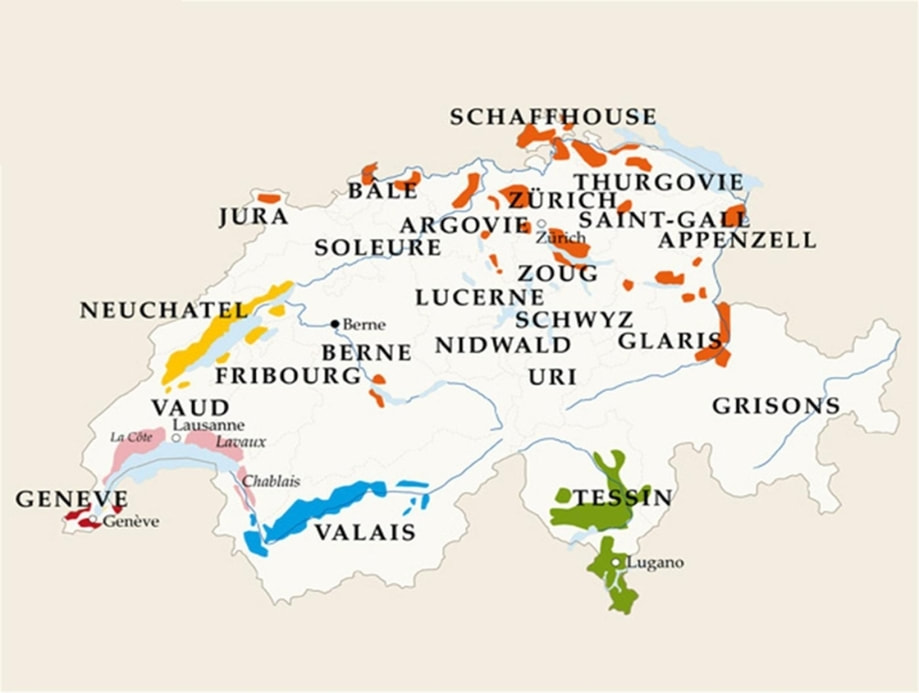 Carte du Vignoble suisse | Cave chez Nathalie
