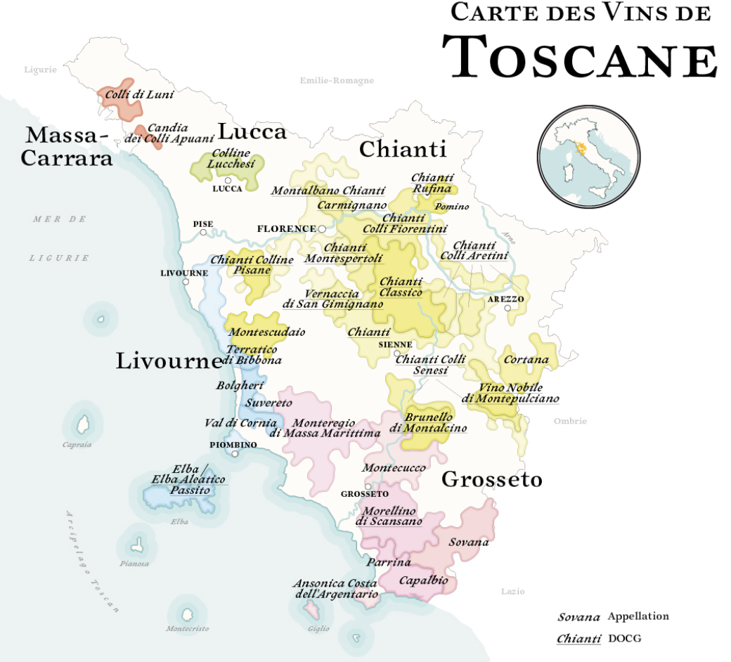 Carte du Vignoble de Toscane | Cave chez Nathalie