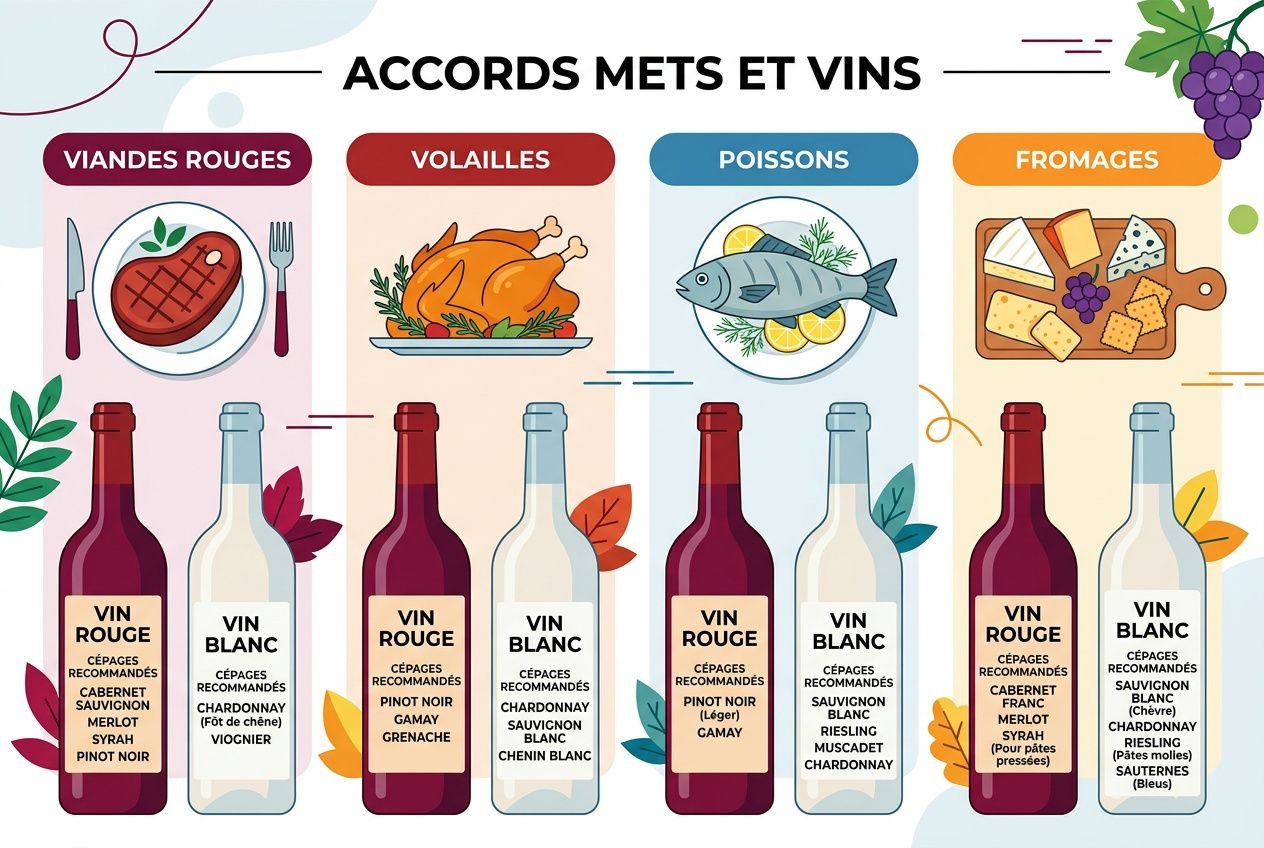Tableau des accords mets et vins